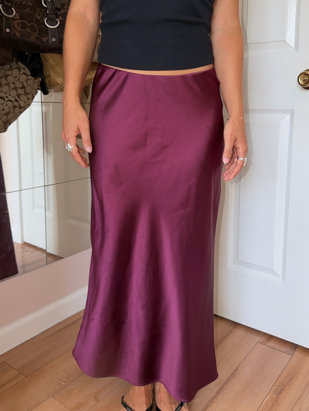 Zara plum satin skirt